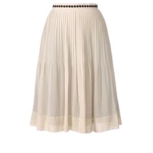 Pleated Cream Midi Skirt